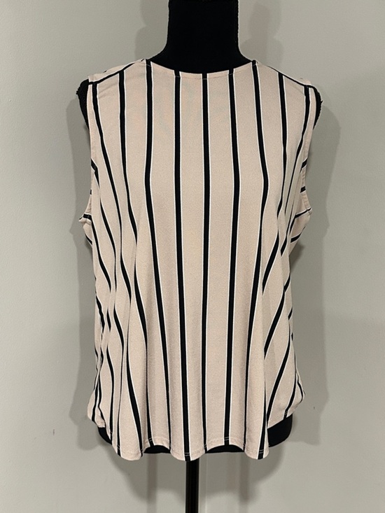 Adrianna Papell Tops - *ADRIANNA PAPELL* Lt. Pink x Black Vertical Stripe Tank Top Size Large